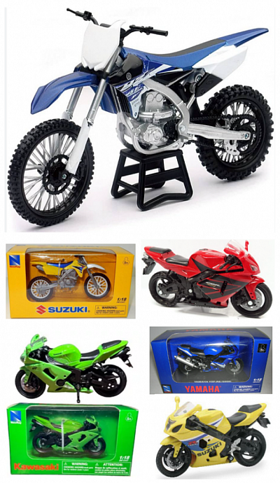 MOTOS METAL 1:18 (GRANDES) CARRETERA Y CROSS